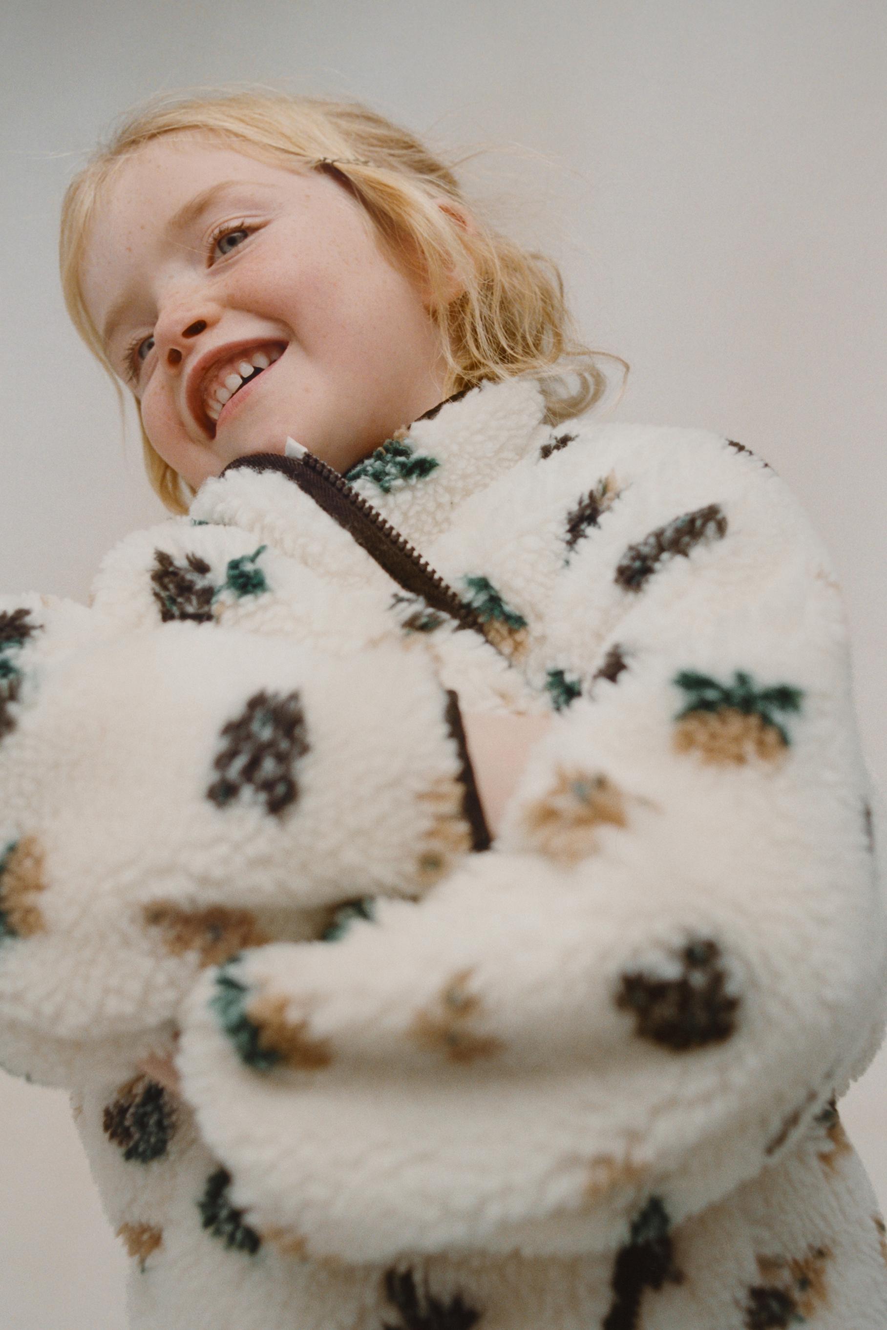 VESTE EFFET MOUTON FLEURS